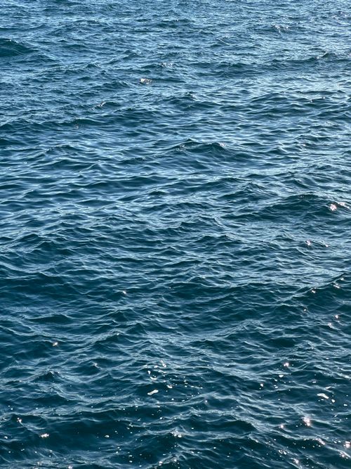 Free A serene view of the ocean waves under sunlight, capturing the natural texture and pattern. Stock Photo