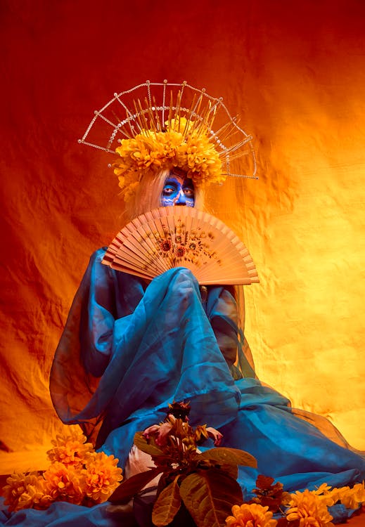 dia de los muertos, orange_background, クラウンの無料の写真素材