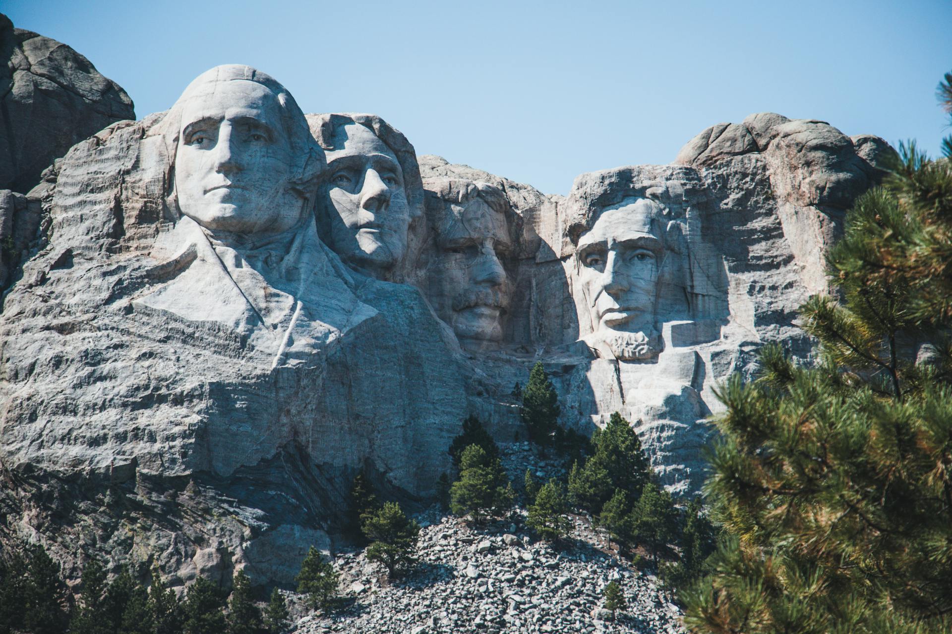 Sculptures of USA Presidents at Mount Rushmore National Memorial