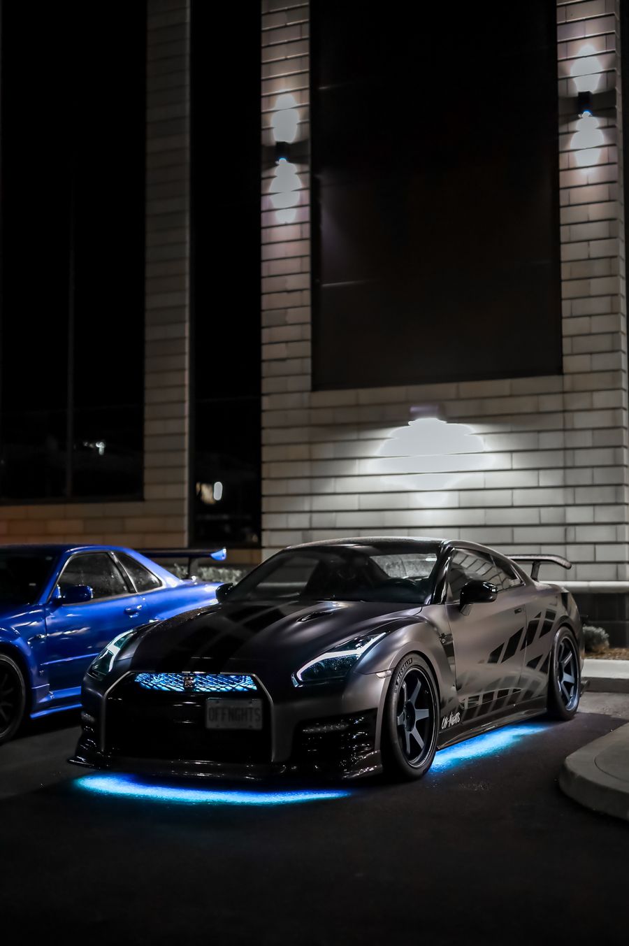 Modified Nissan GT-R at night