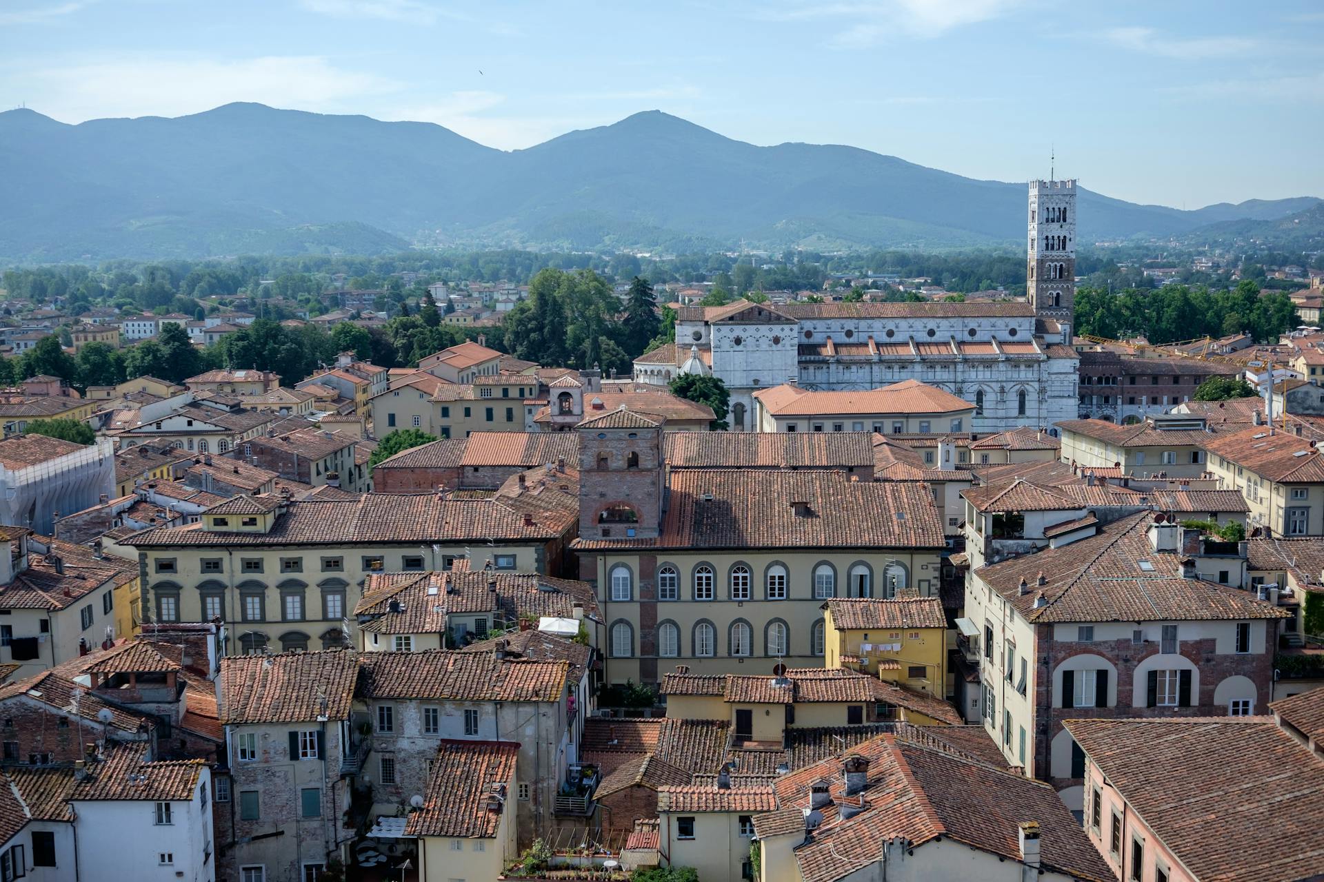 Town of Lucca with Hills in the Background