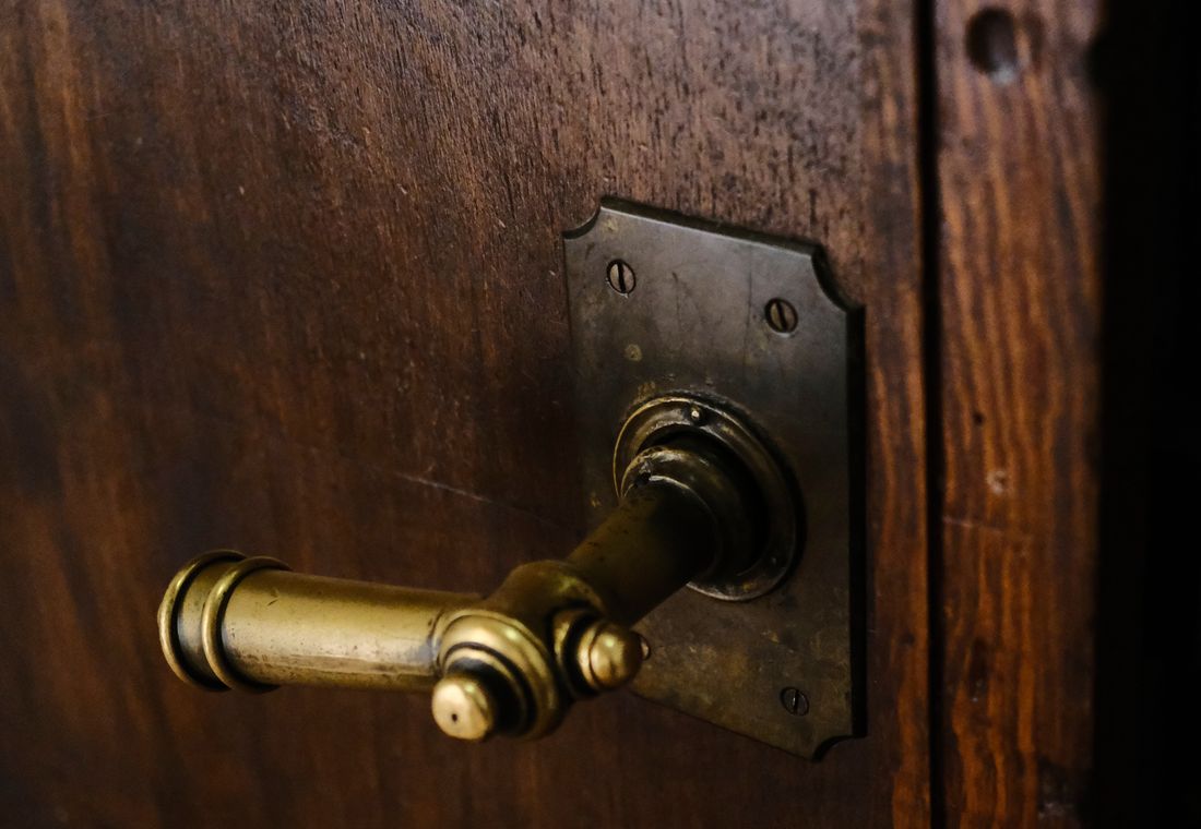 Close view of a modern interior door handle