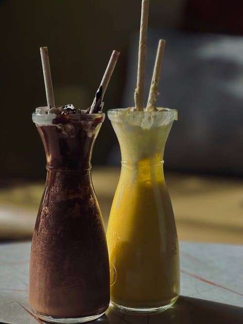 Free Cocktails with Straws Stock Photo