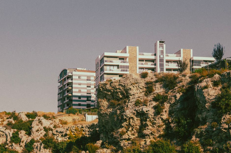 modern apartment building urban district sunny