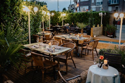 Lamps on Restaurant Terrace