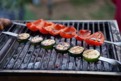 Zucchini and bell peppers on a barbecue grill — Boris Ivas on Pexels