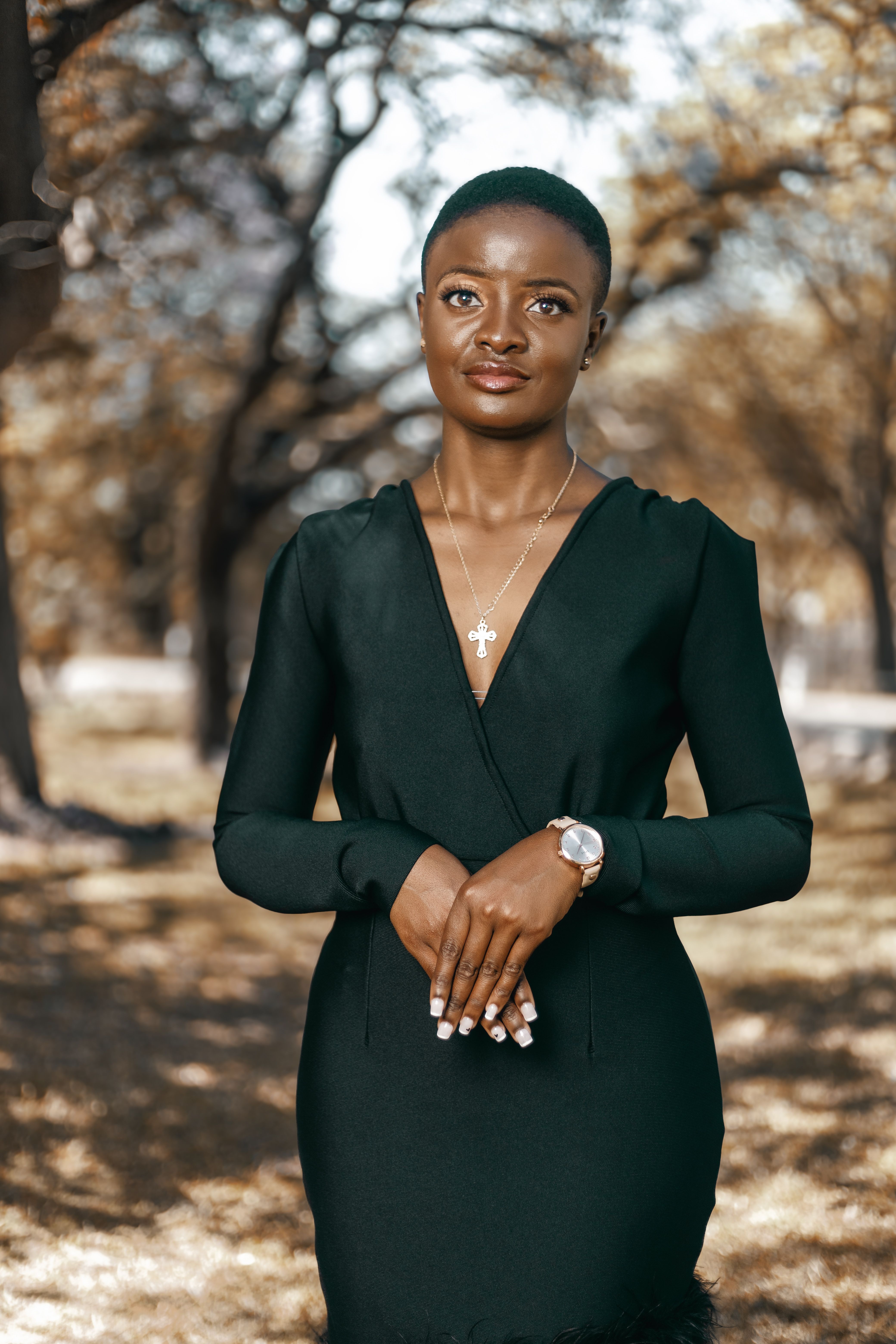 A Woman Posing in a Black Dress  Free Stock Photo