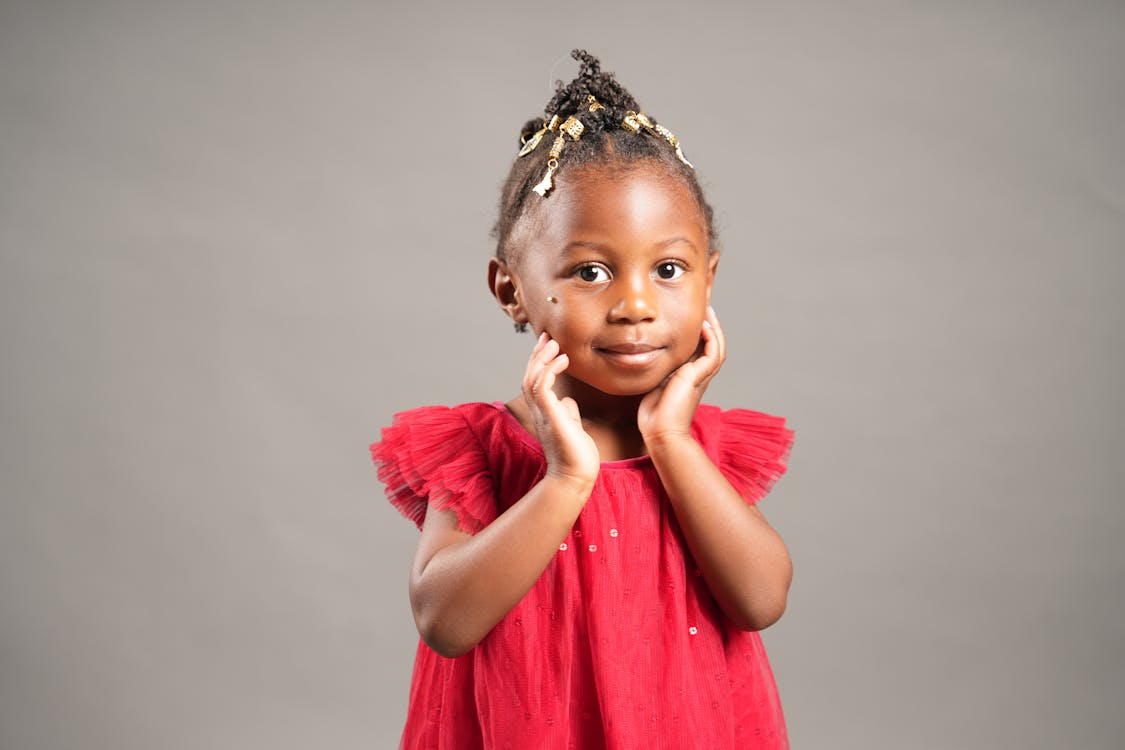 Portrait of Girl in Red Dress