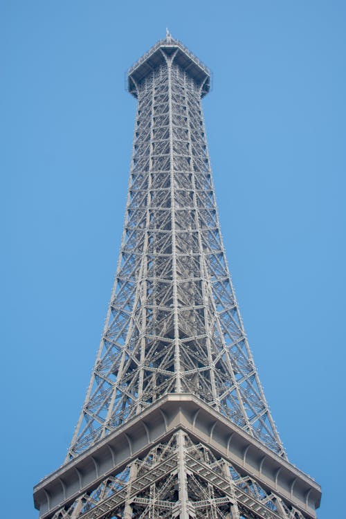 Eiffel Tower with Blue Sky in the Background