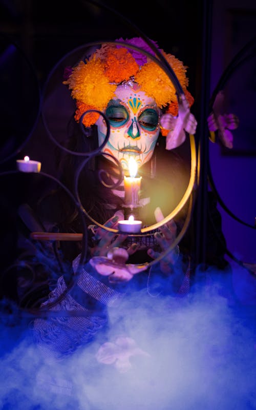 Woman Wearing a Costume and Makeup for the Day of the Dead Celebrations in Mexico 