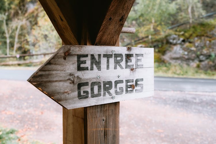 Text On Board On Wooden Post