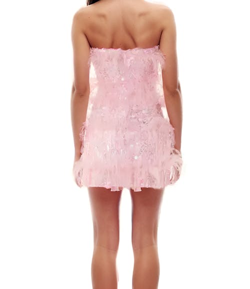 Pink Sequins & Fur Mini Dress - Vicki By Mariam Hopkins Collection