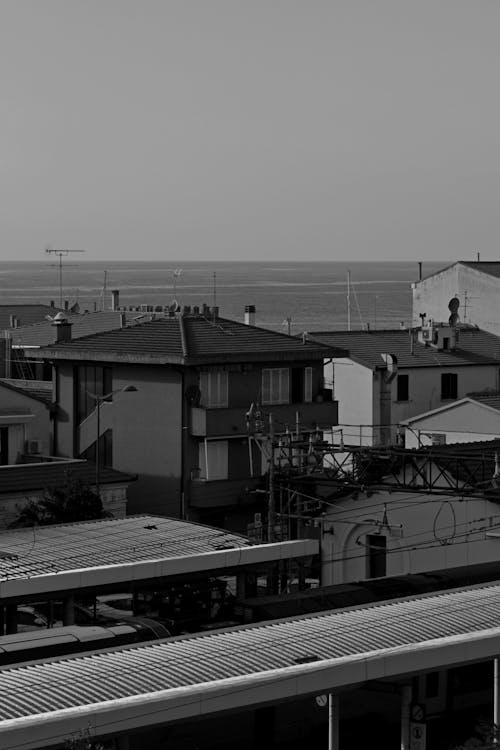 Houses in Town in Black and White