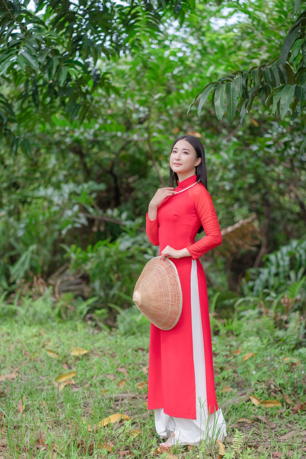 Woman Wearing Red Dress in a Park · Free Stock Photo