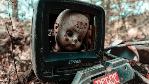 Close up of a Doll Head in a Box