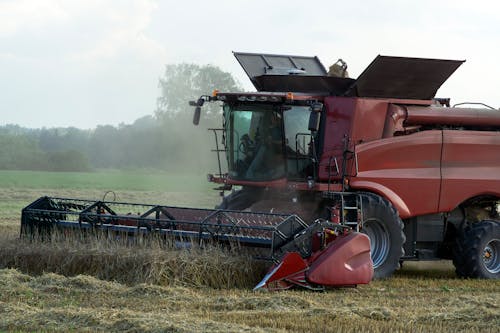 Combine on a Cropland 