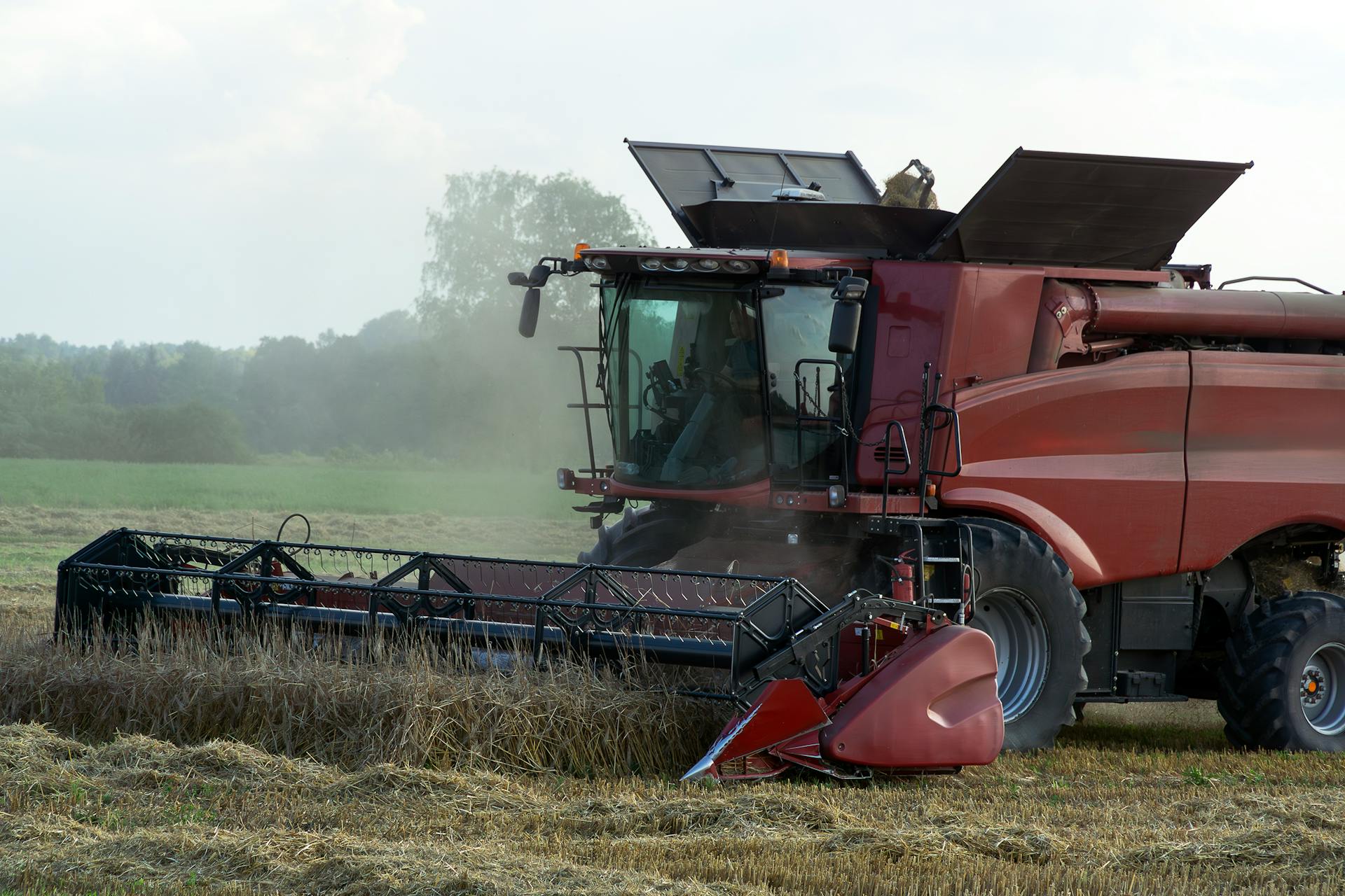 Combine on a Cropland