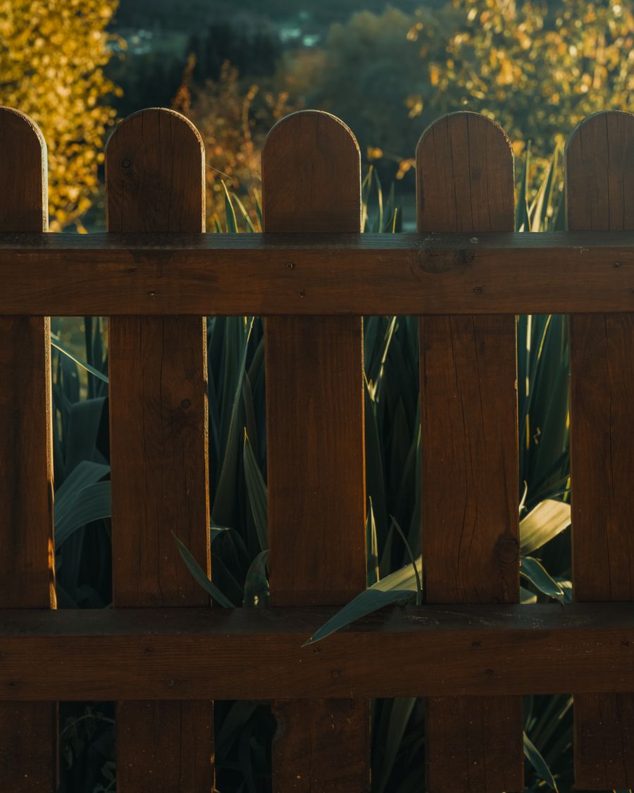 Stained picket fence