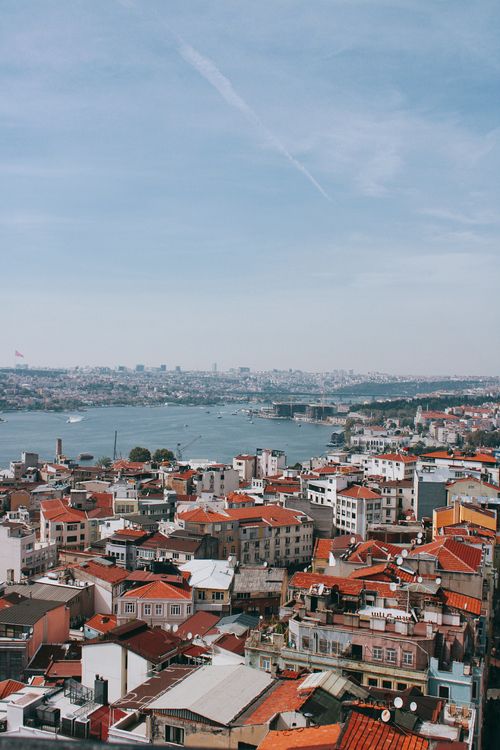 Free Explore the vibrant skyline of Istanbul with its bustling harbor and historic architecture. Stock Photo