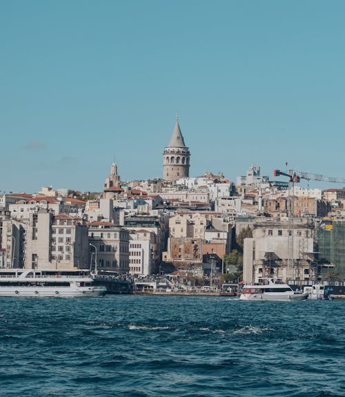 Ferry Wharf in Istanbul near Galata Tower