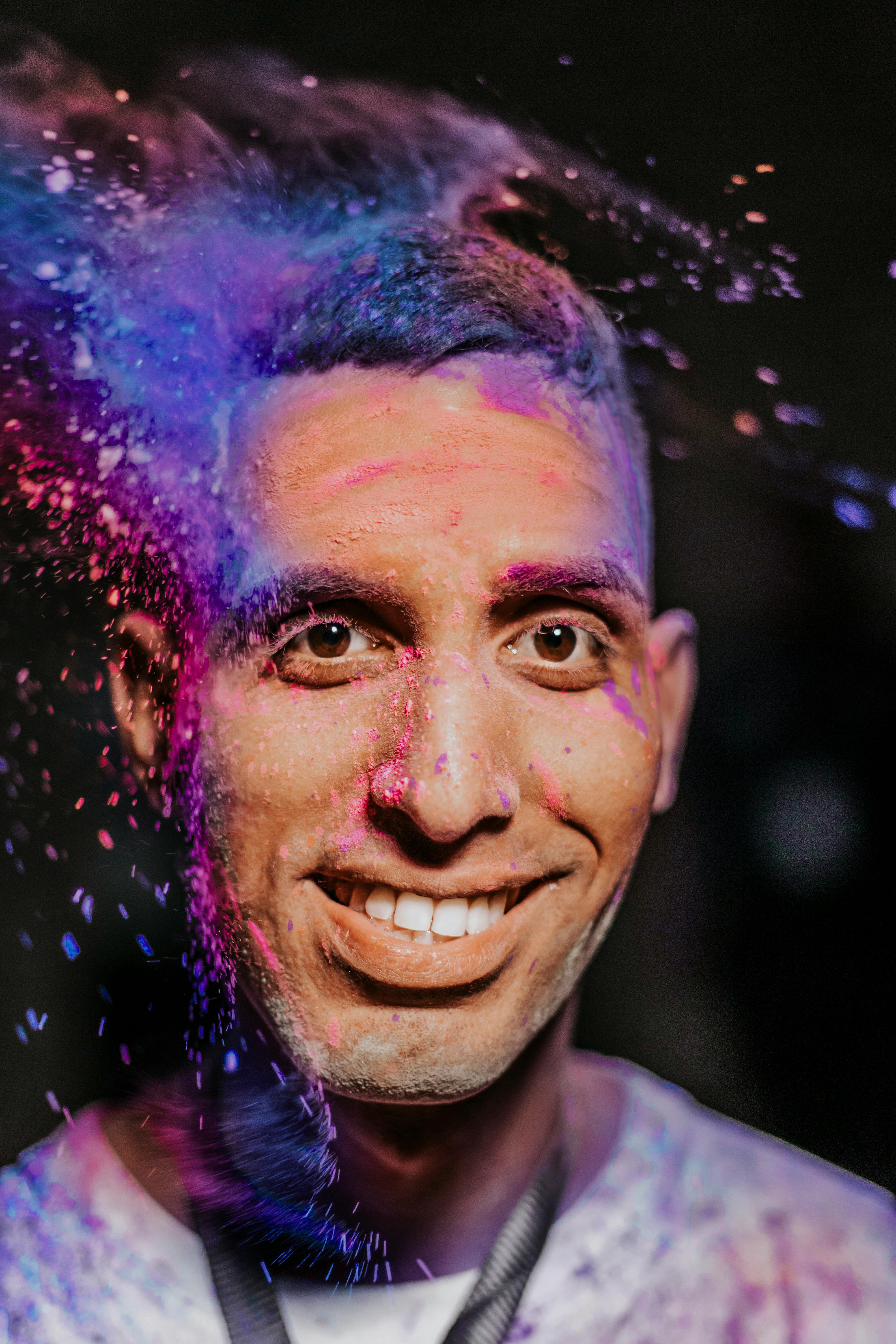 photo of man with powder on his face