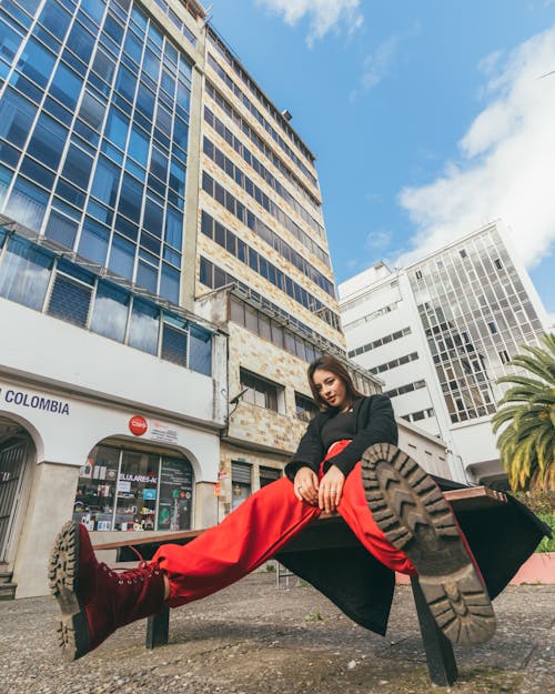 Woman Posing on Bench