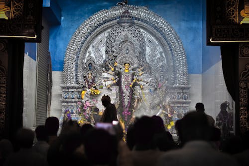 Ornamented Durga Statue in Temple