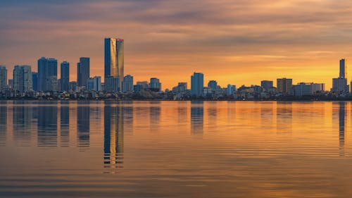 Sunset Panorama of Hanoi Skyline