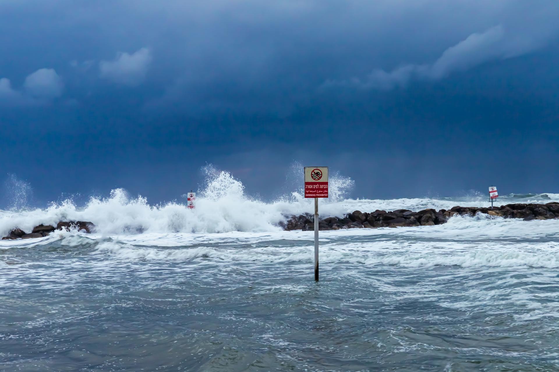 Waves Crashing on the Rocks on the Shore