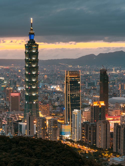 Taipei Skyscrapers at Sunset