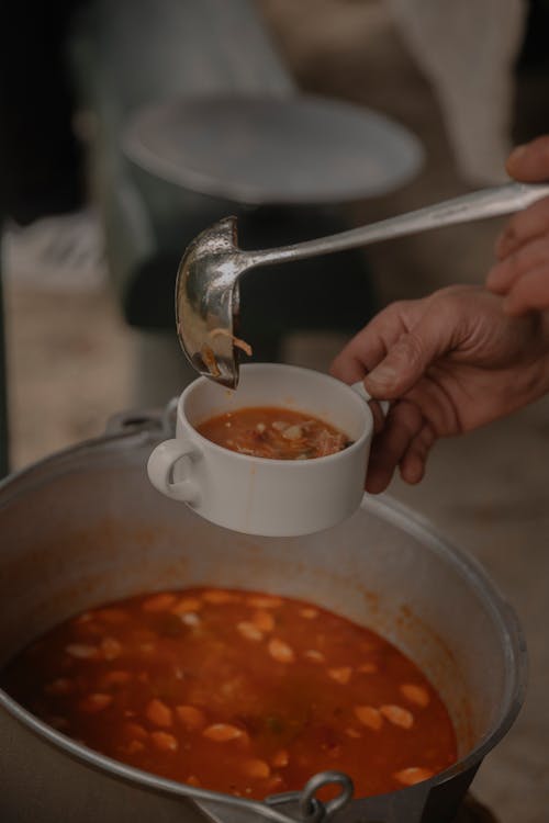 Close up of Pouring Stew into Cup
