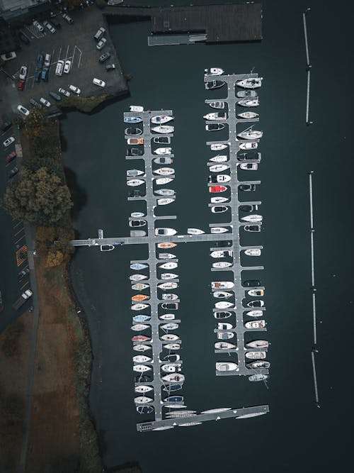 Fotos de stock gratuitas de a orillas del lago, amarrado, foto con dron