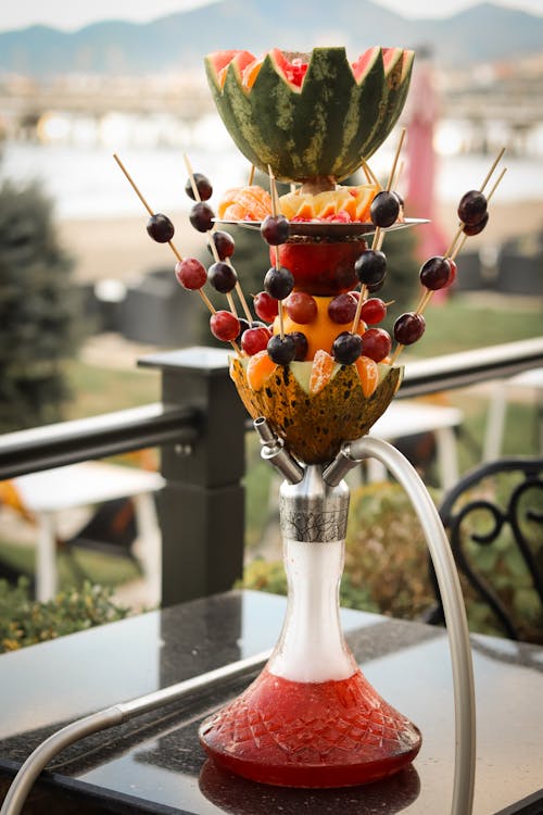 Hookah with Fruit on Table