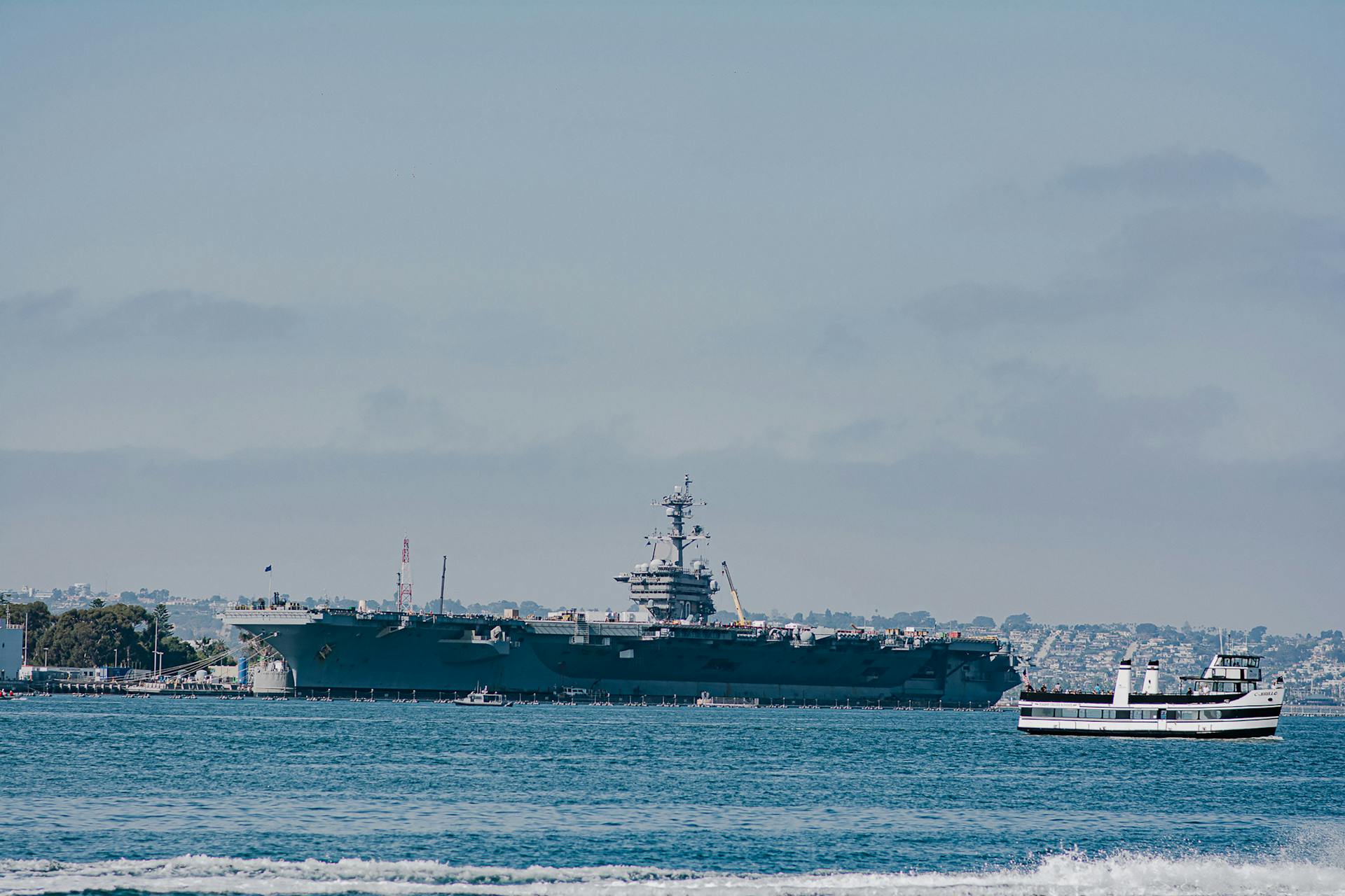 Nimitz-class Aircraft Carrier USS Carl Vinson in Harbor