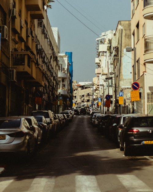 Cars Parked Along a One-way Street