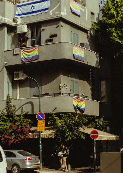 Rainbow Flags on an Apartment Building