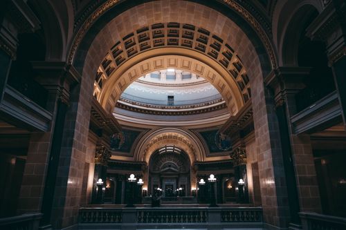 Free Explore the stunning baroque architecture of Madison's iconic Wisconsin State Capitol dome interior. Stock Photo