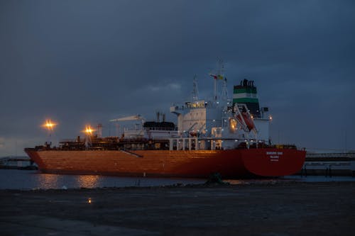 An Industrial Ship at Night