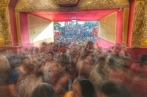 People in Motion Blur during Celebrations