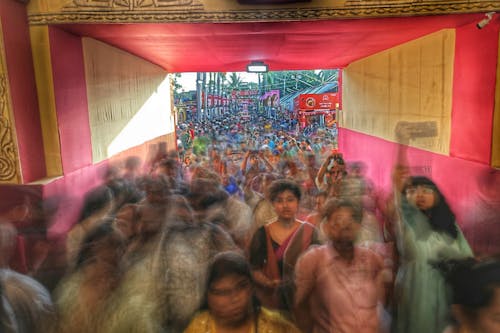 Crowd in Motion Blur During Celebrations