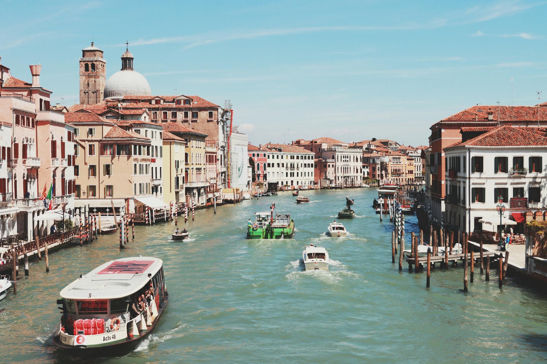 Explore the vibrant waterways and historic architecture of Venice's famous Grand Canal.