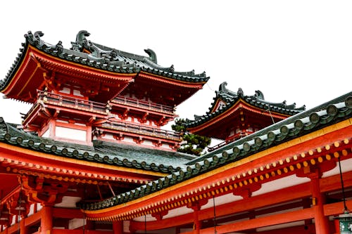 View of the Heian-jingu Shrine in Kyoto, Japan 