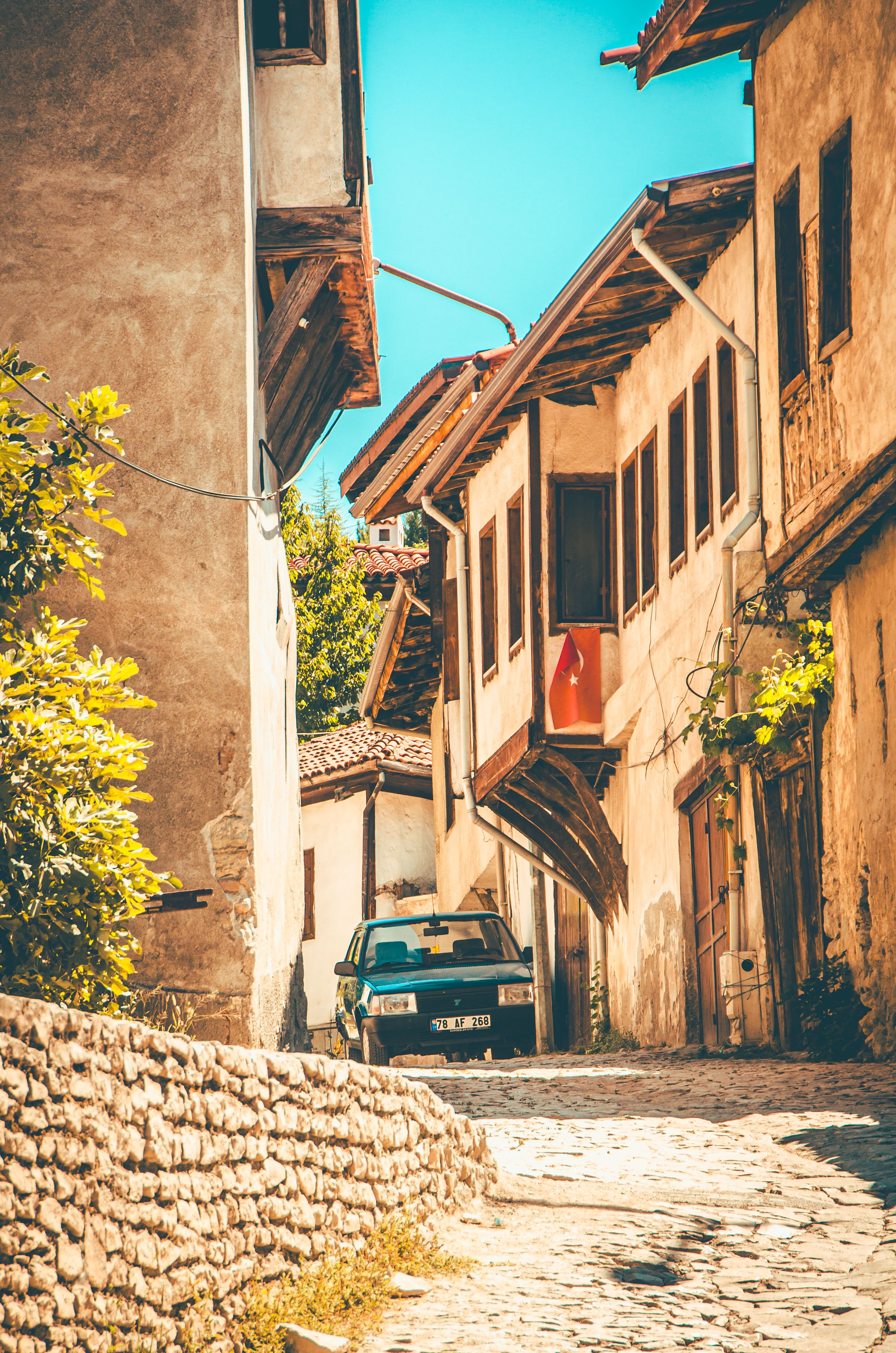 A Cobblestone Street between Ottoman Houses in a Turkish Town · Free ...