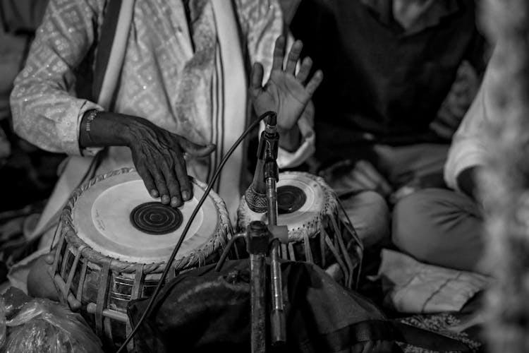 Musician Playing On Drums