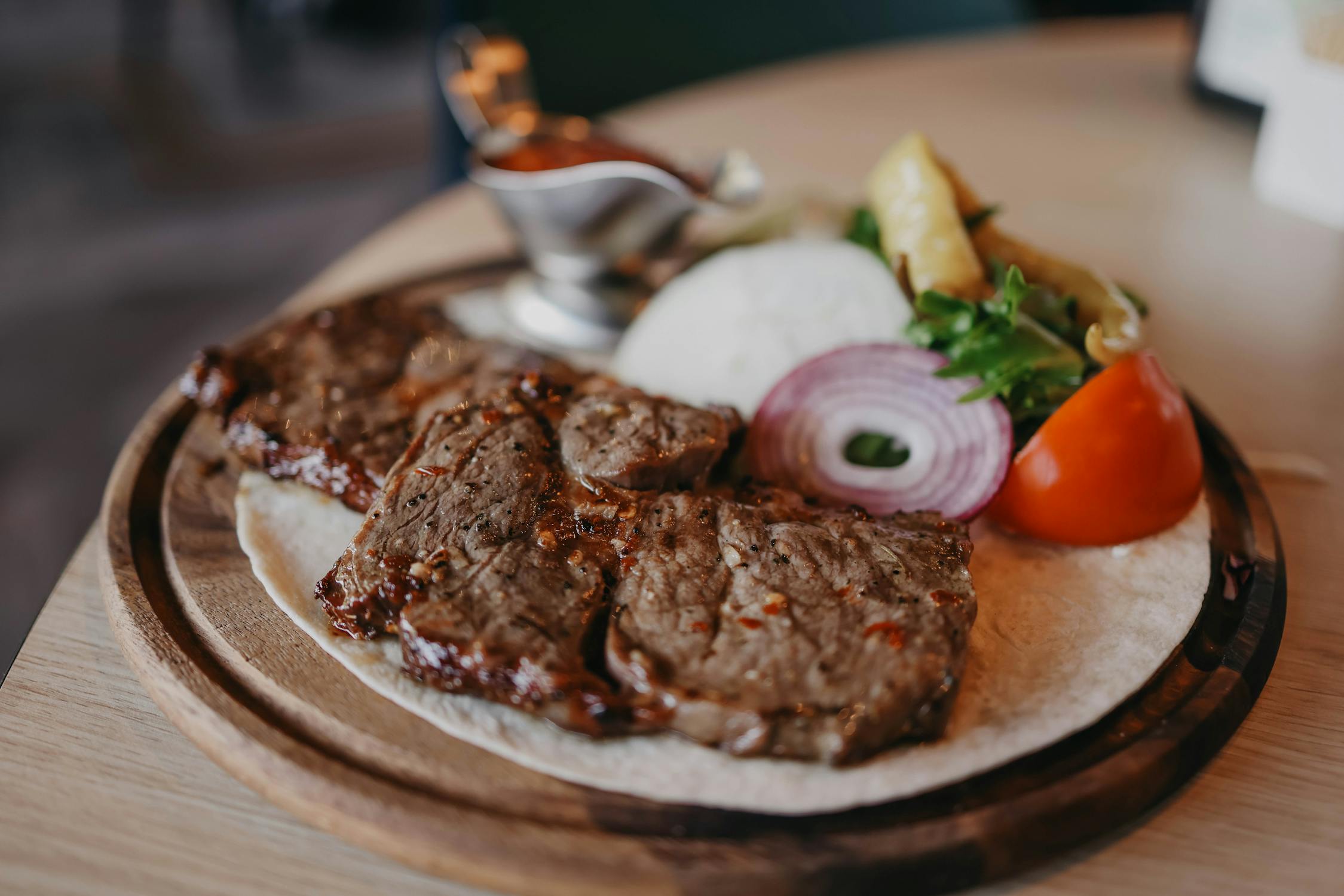 Photo of delicious Steak and Vegetables on a plate