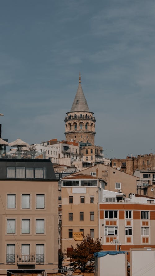 dikey atış, evler, galata içeren Ücretsiz stok fotoğraf