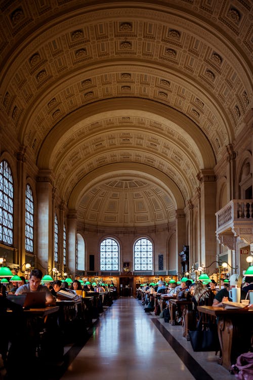 People Reading Books at Boston Public Library Hall