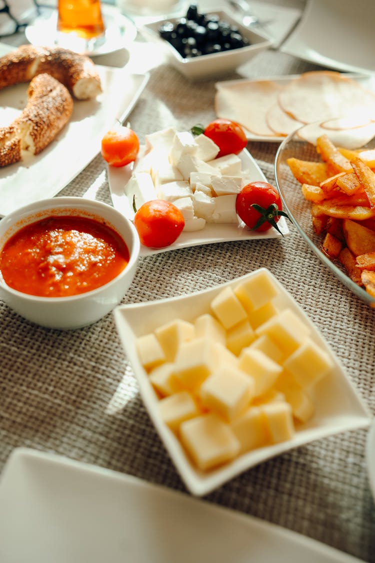 Table With Typical Continental Breakfast