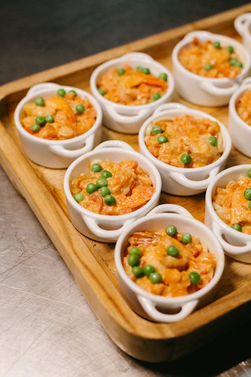 Tray with Bowls of Stewed Vegetables