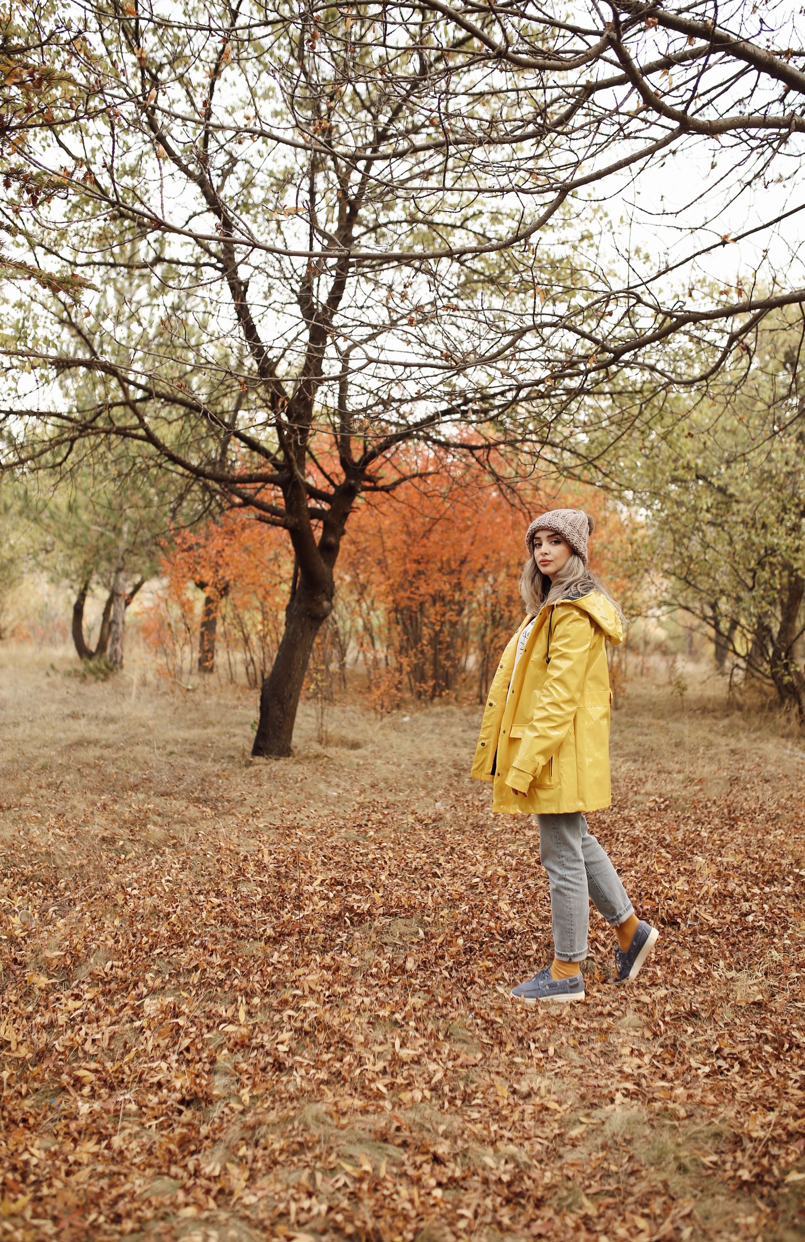 Woman in Warm Cloth Strolling in Autumnal Forest · Free Stock Photo